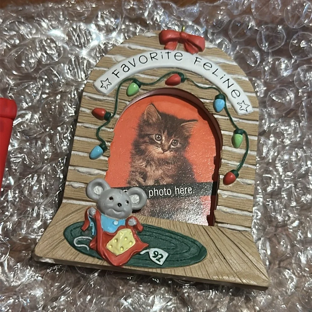 Hallmark Cat Photo Ornament Lot 1992 Favorite Feline 2012 Purrfect Cat